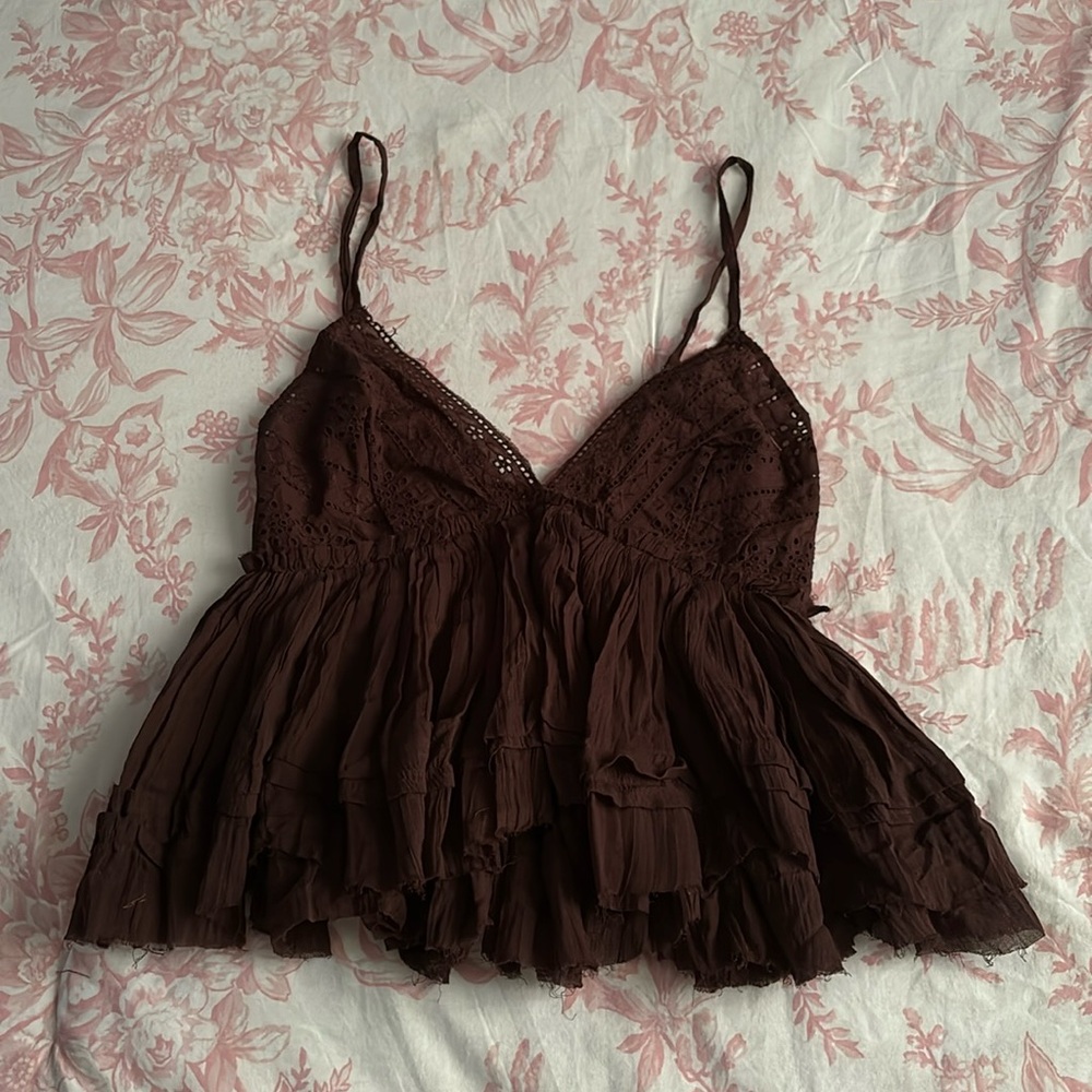 Aeropostale Brown Summer Flow Crop Tank Top